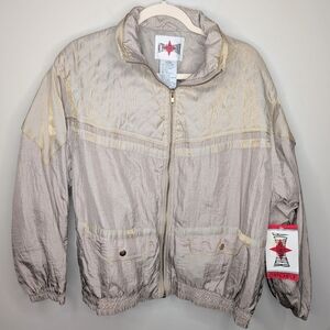 ✨ Vintage Active Frontier Windbreaker Jacket‎ NWT Size Large Gold Metallic 80s
